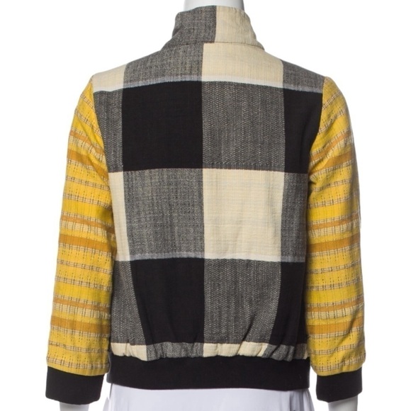 ACE & JIG DOMINO BLACK WHITE YELLOW CHECK BOMBER JACKET XS - Picture 3 of 16